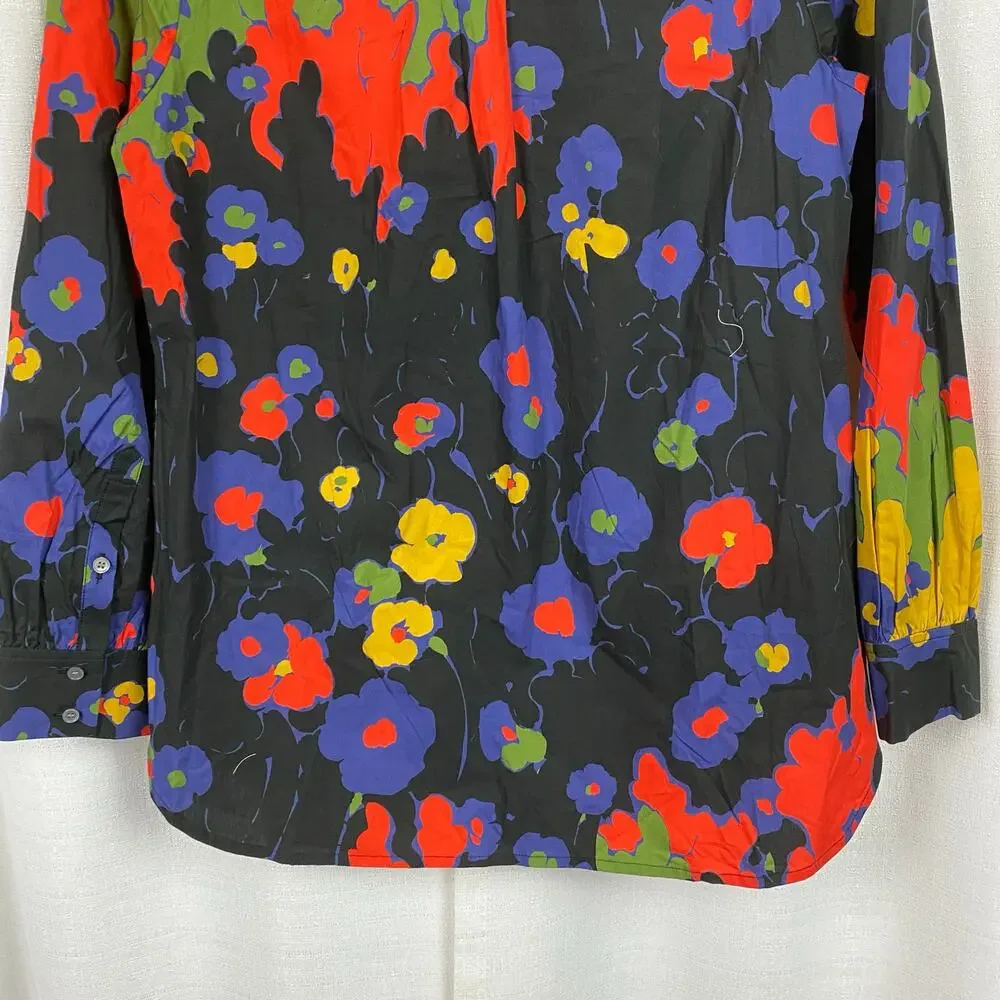 J.Crew Collection Cotton Ratti Melting Floral Ruffle Front Blouse Sz.S NWT